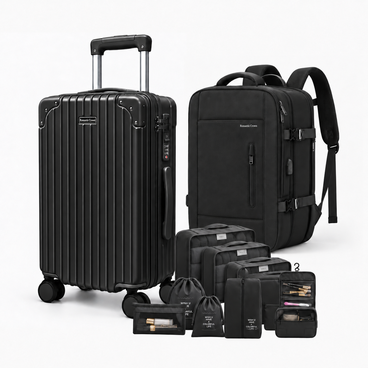 Kit RICCA — Combo Bordo Completo: Mala + Mochila e 10 Extras