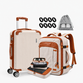 Kit NovaTech™ Combinando — Mala e Mochila no Mesmo Tom + Extras