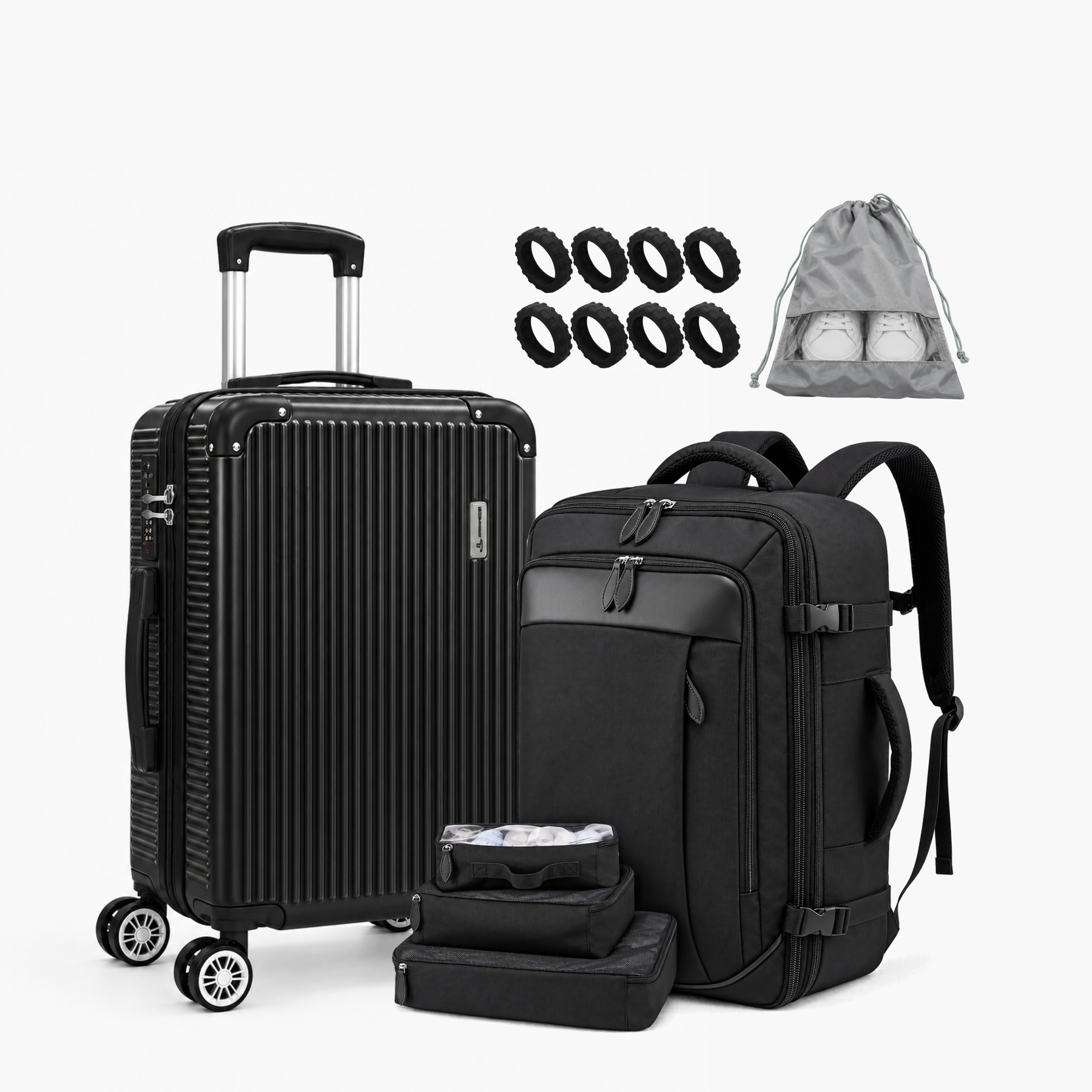 Kit NovaTech™ Combinando — Mala e Mochila no Mesmo Tom + Extras