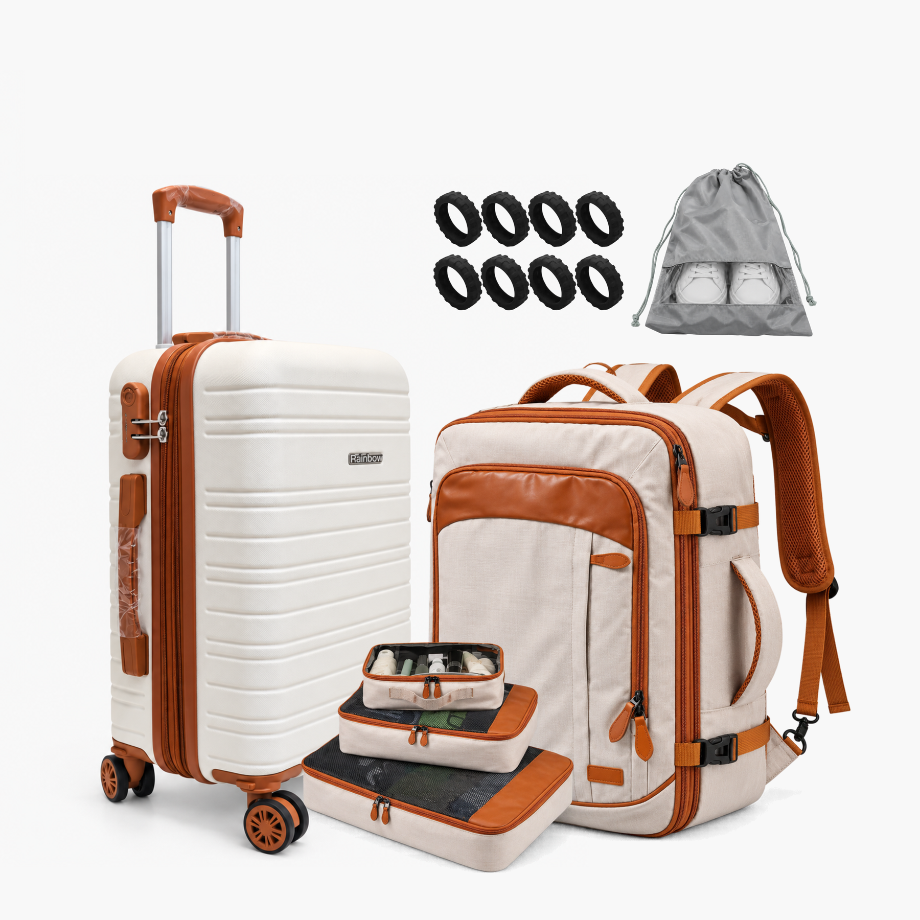 Kit de Viagem NovaTech™ — Mala de Bordo + Mochila e Organizadores