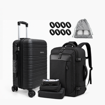 Kit de Viagem NovaTech™ — Mala de Bordo + Mochila e Organizadores