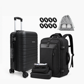 Kit de Viagem NovaTech™ — Mala de Bordo + Mochila e Organizadores