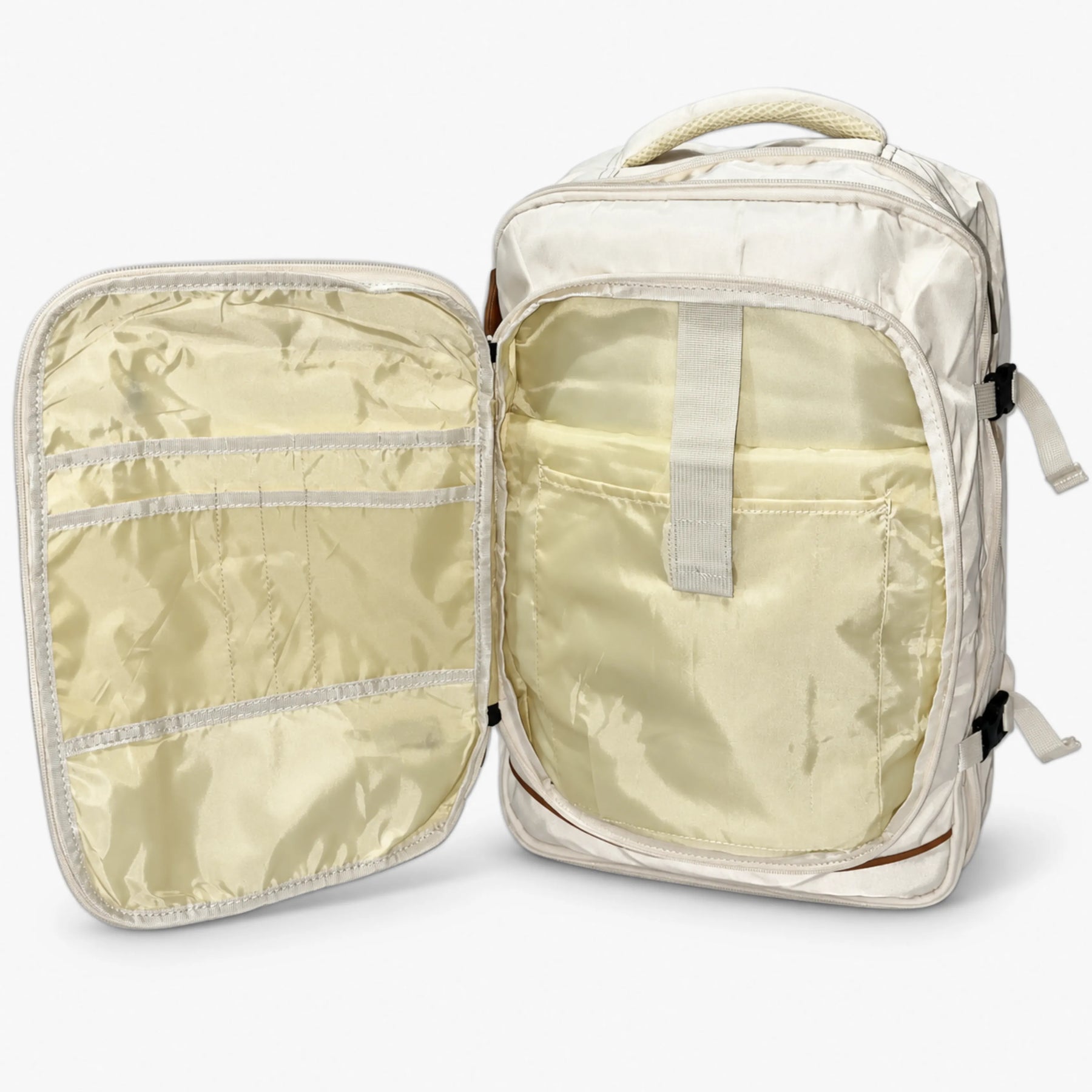 Kit Viagem NovaTech Ivoire — Mala de Bordo + Mochila Antifurto USB