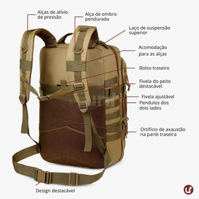 Mochila Tática Militar 50L Impermeável para Viagem e Treino - Tactical Titan™