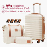 Kit Mala de Bordo 10kg Rodas Removíveis ANAC + Bolsa e Nécessaire