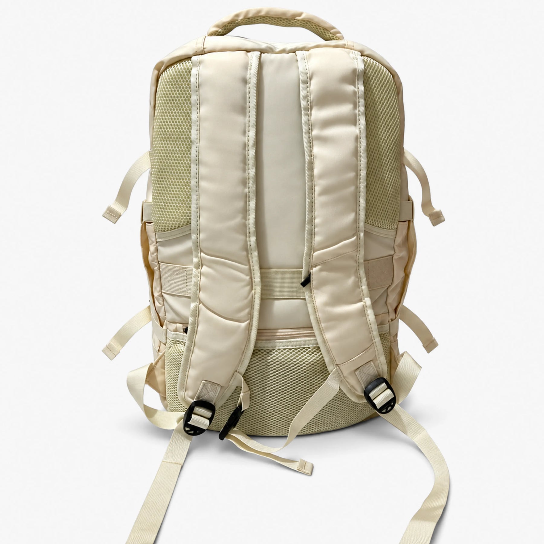 Kit de viagem NovaTech 2.0 creme: mochila antifurto com porta-notebook e USB + mala de bordo combinando — Uni Escolhas