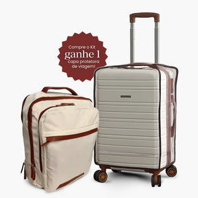 Kit Bordo – Mala de Bordo Rígida (8kg a 15kg) + Mochila Siena™ + Capa Protetora Exclusiva