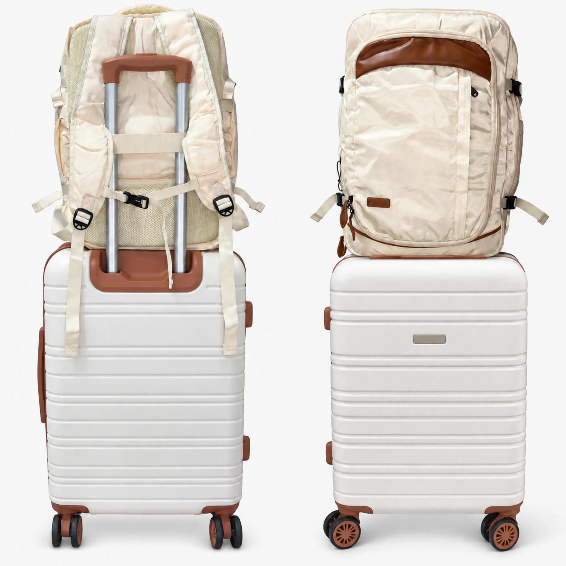 Kit Viagem NovaTech Ivoire — Mala de Bordo + Mochila Antifurto USB