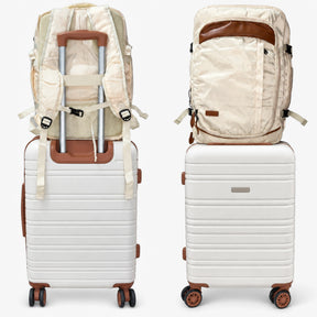 Kit Viagem NovaTech Ivoire — Mala de Bordo + Mochila Antifurto USB
