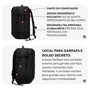 Mochila de Viagem Mala de Bordo a Vácuo 50L Impermeável - VacPack™