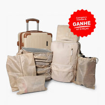 Kit Mala de Bordo 10kg + Mochila Expansível + 8 Organizadores (Padrão ANAC)