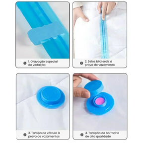 Kit Saco a Vácuo para Roupas com Bomba - Viagem e Armário