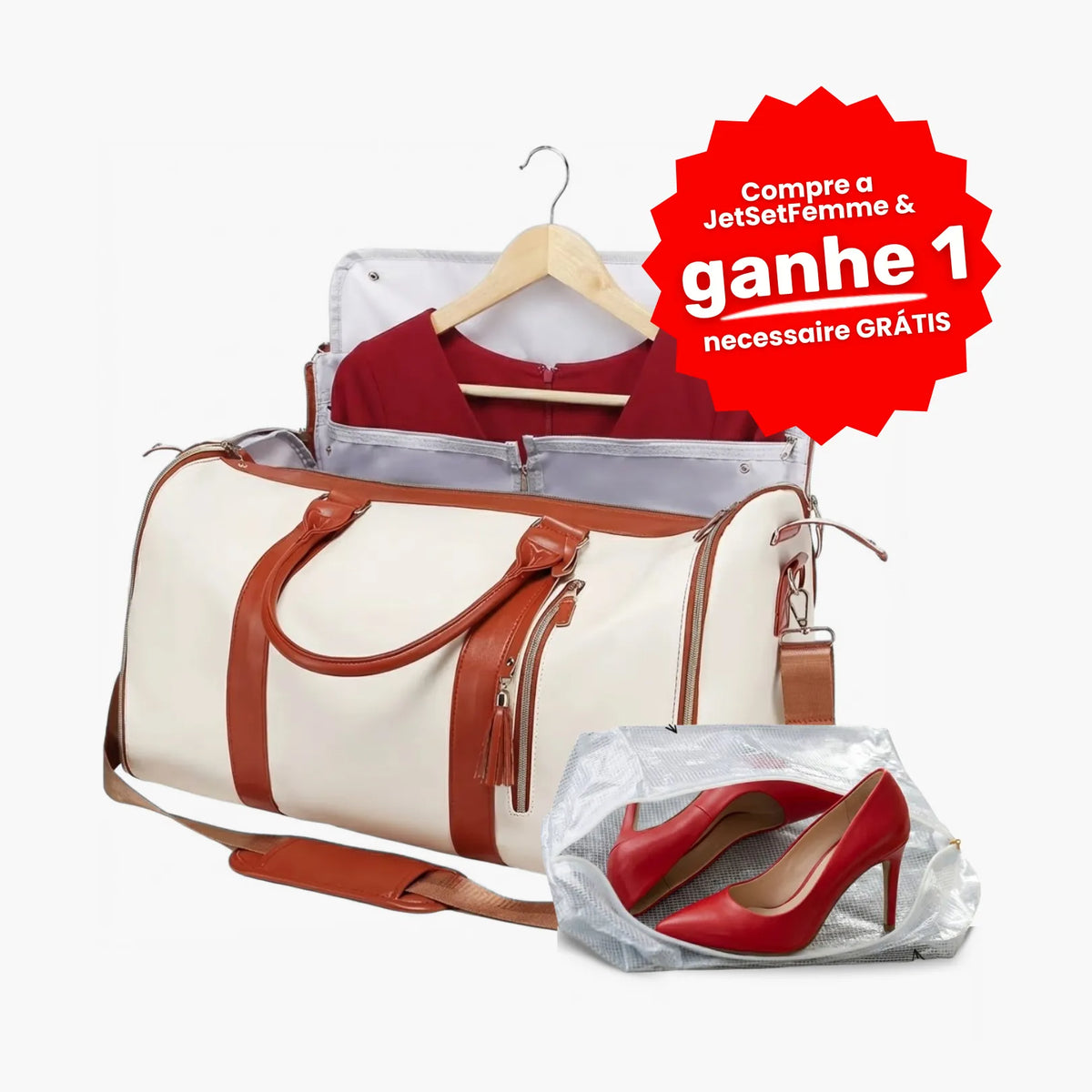 Mala Dobrável JetSetFemme™ 60L (Não Amassa Roupas) – Edição Roller ou Clássica