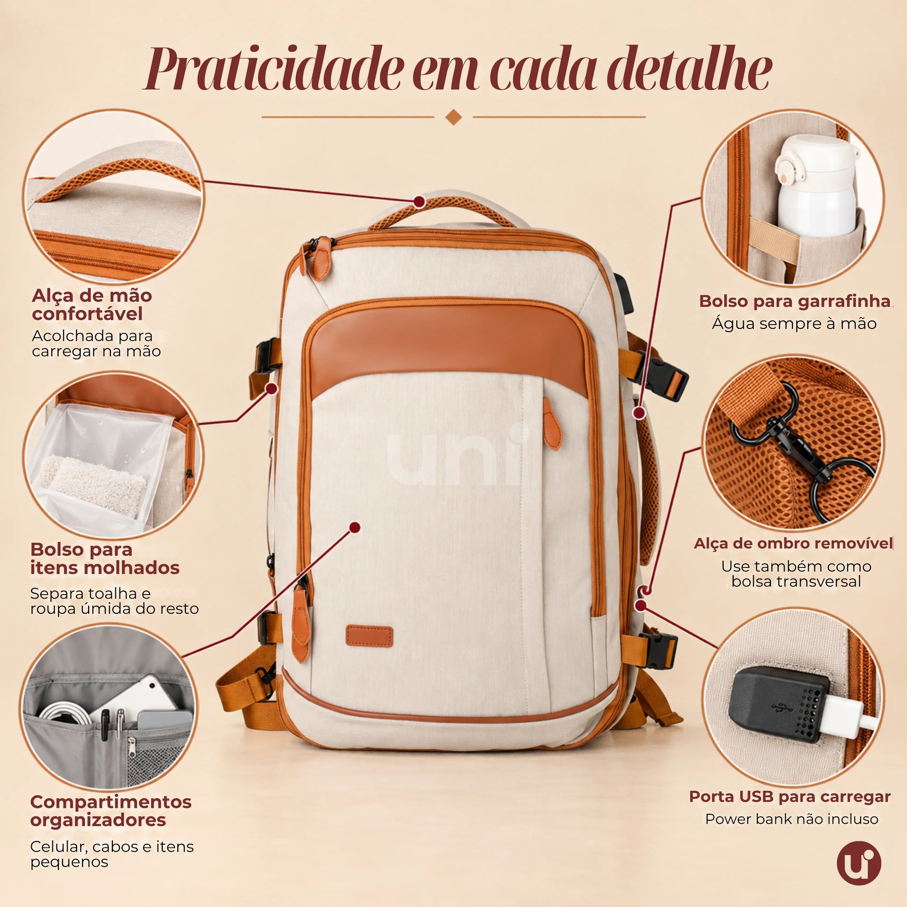 Mochila de Viagem Feminina 40L NovaTech™ + 3 Necessaires