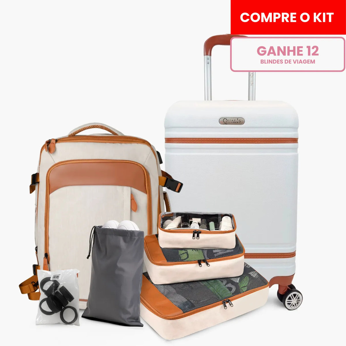 Kit Viagem Premium NovaTech™ + Qualis™ – Mochila 32-40 L + Mala 55x35x25 cm