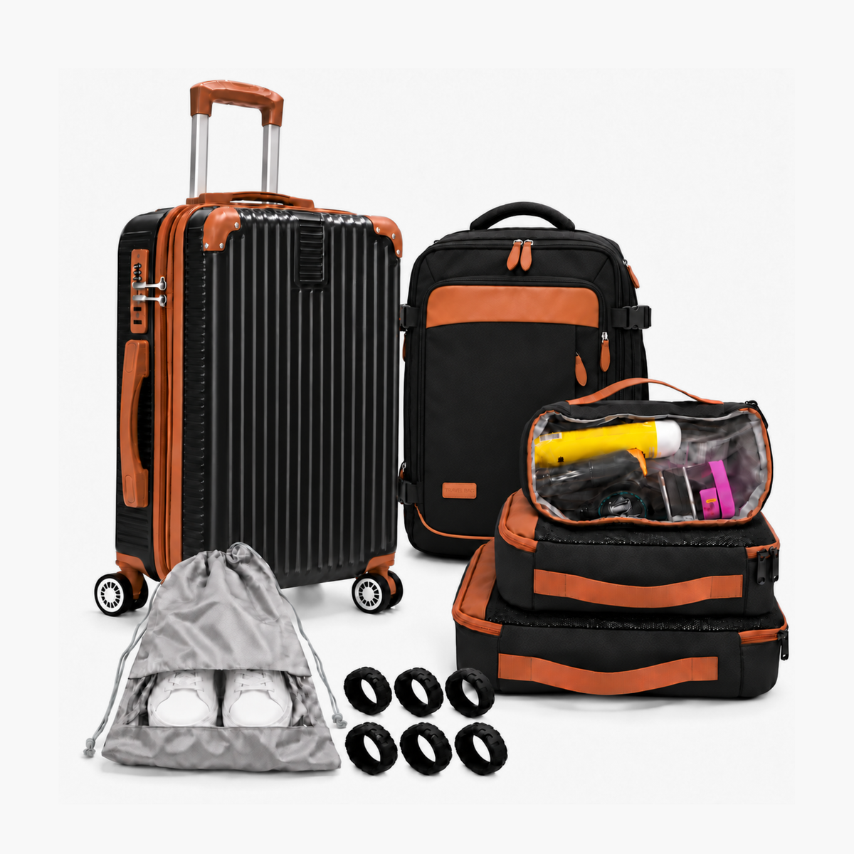 Kit NovaTech™ Combinando — Mala e Mochila + Organizadores