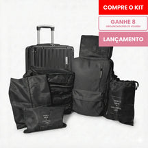 Kit Mala de Bordo 10kg + Mochila Expansível + 8 Organizadores (Padrão ANAC)