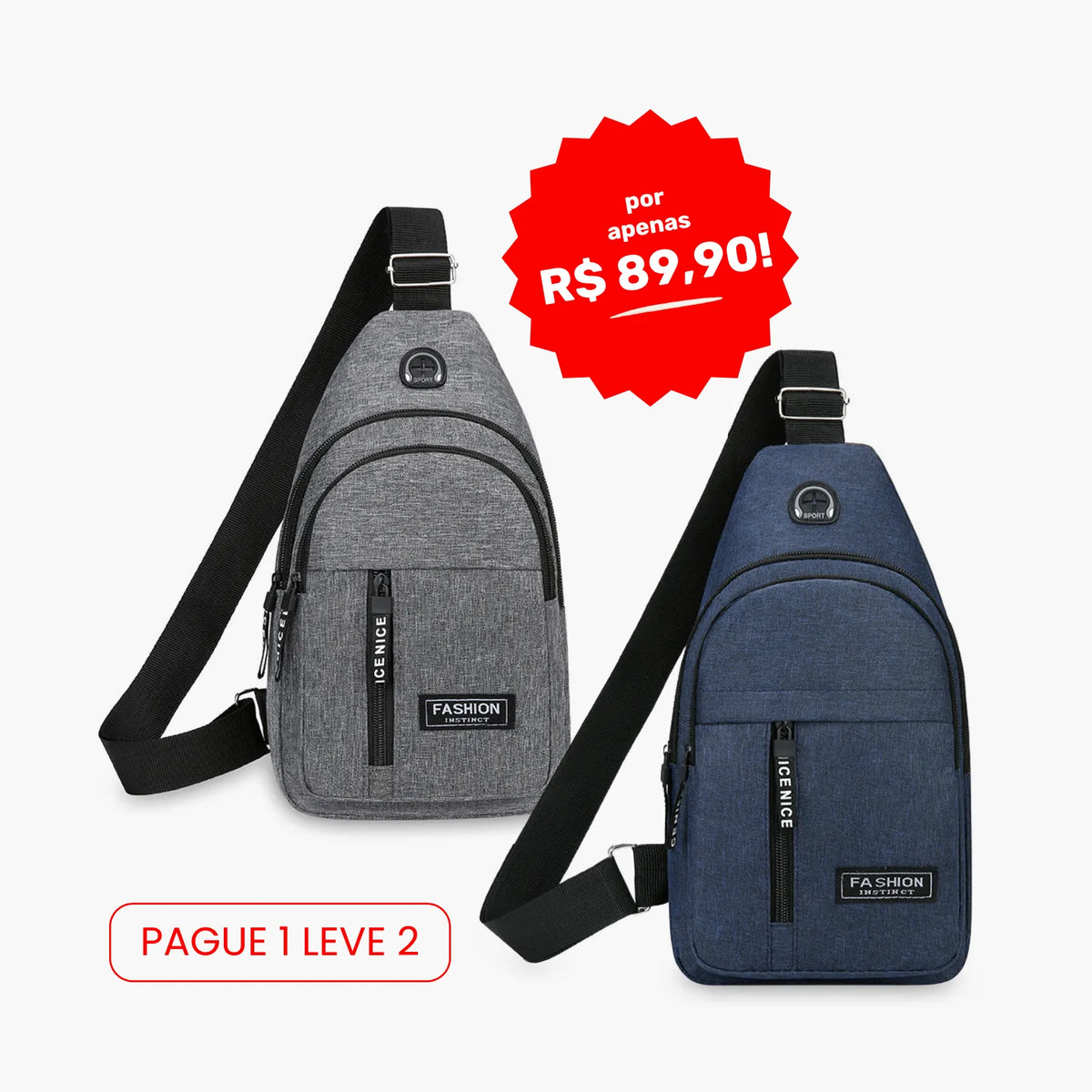Mochila Transversal Multifuncional Resistente e Impermeável CrossMove™