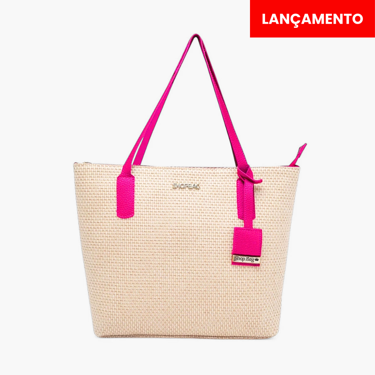 Bolsa Feminina Grande California Palha Sintética c/ Zíper - Praia e Viagem