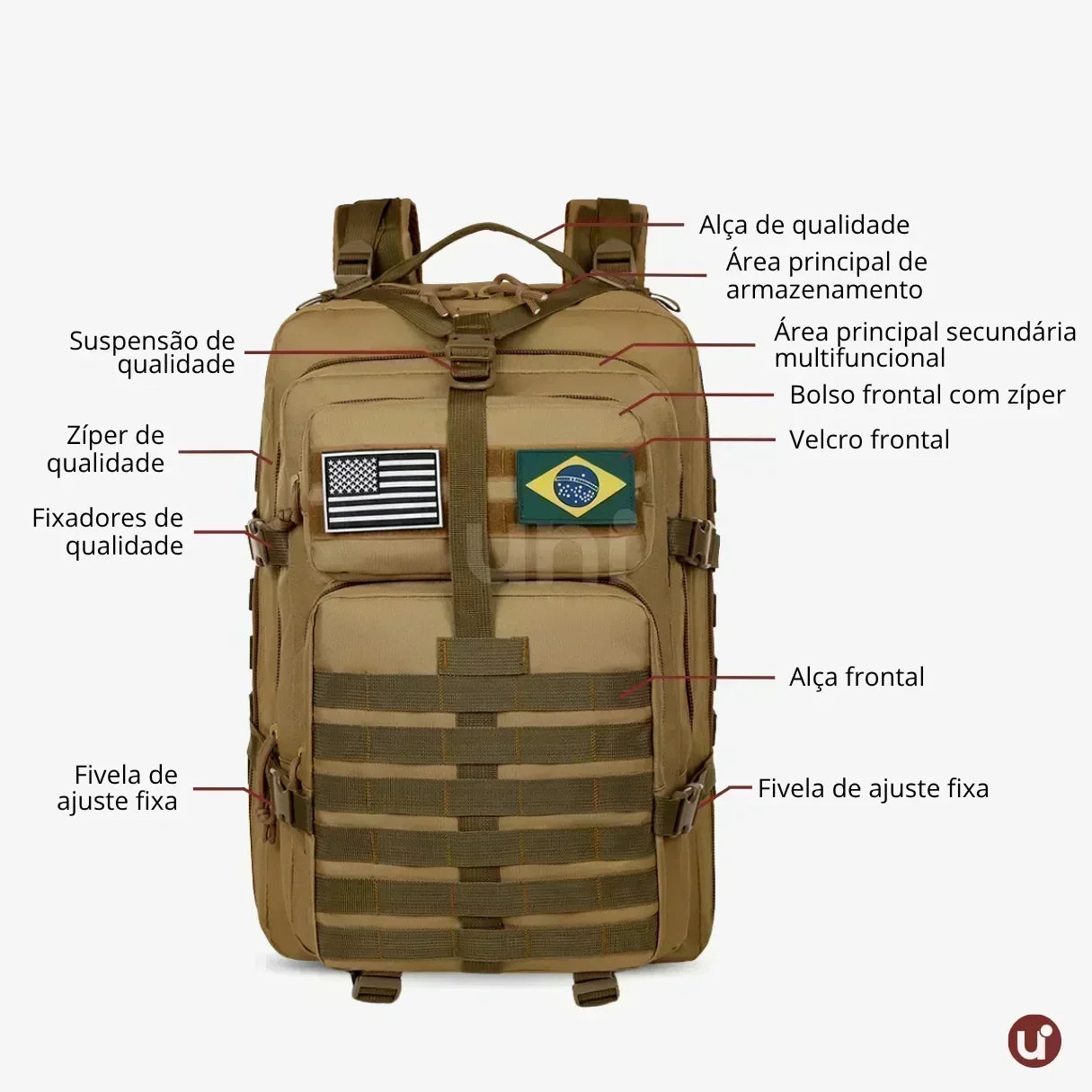 Mochila Tática Militar 50L Impermeável para Viagem e Treino - Tactical Titan™