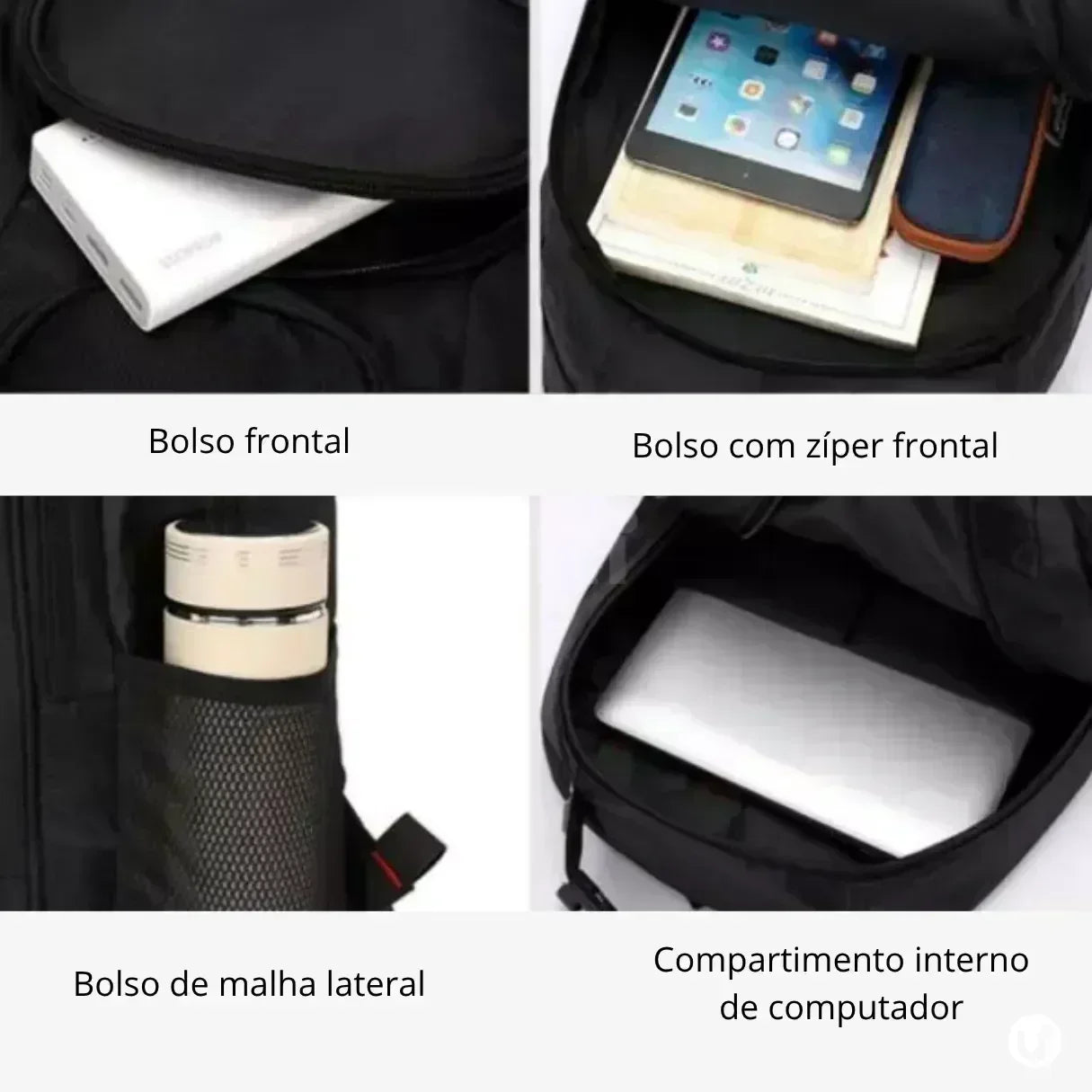 Mochila de Viagem Reforçada com Cabo de Aço para Notebook 15.6"