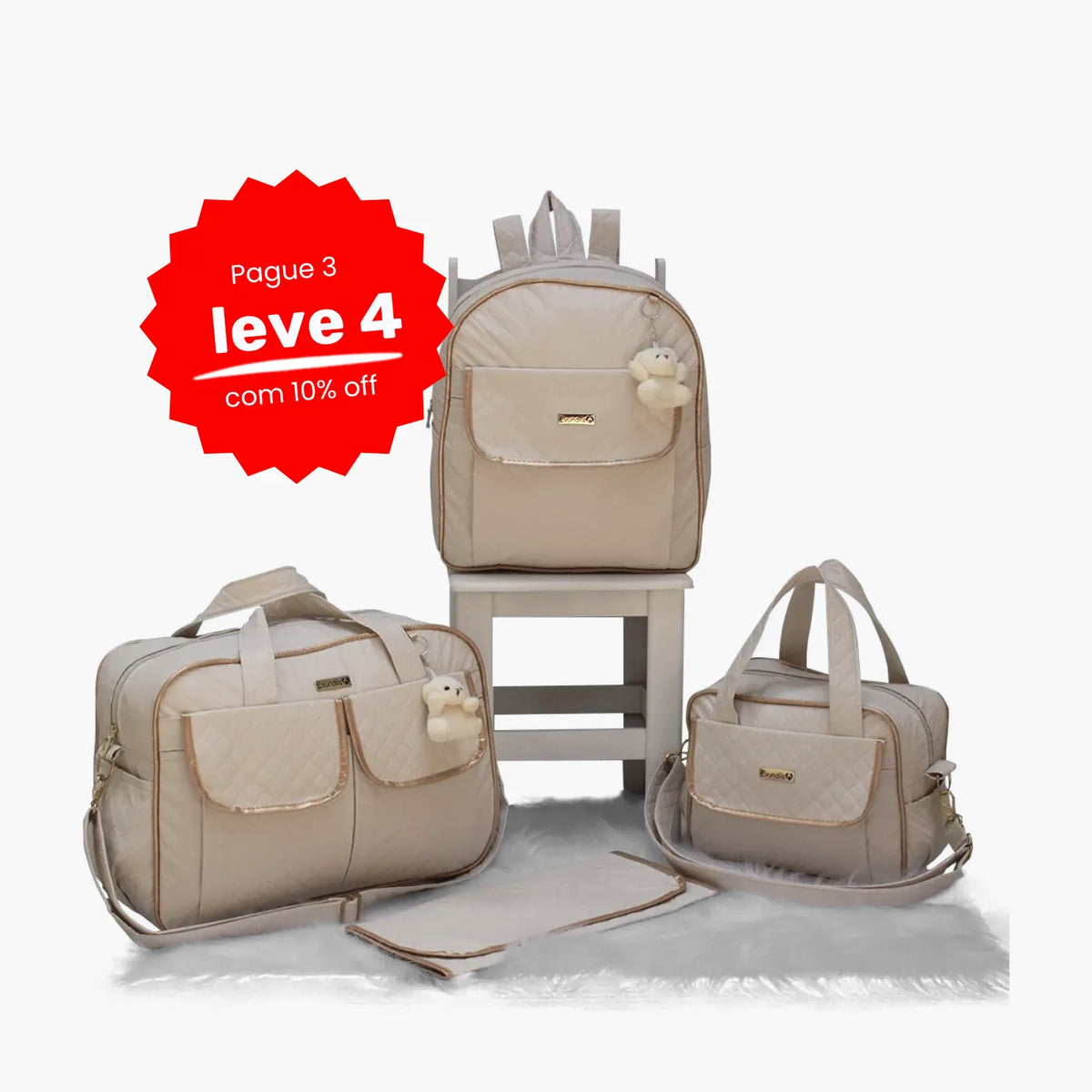 Kit Bolsa Maternidade Impermeável 4 em 1 com Mochila e Trocador – Unissex Kit Mommy