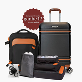 Kit Preto Viagem Premium NovaTech™ + Qualis™ – Mochila 32-40 L + Mala 55x35x25 cm