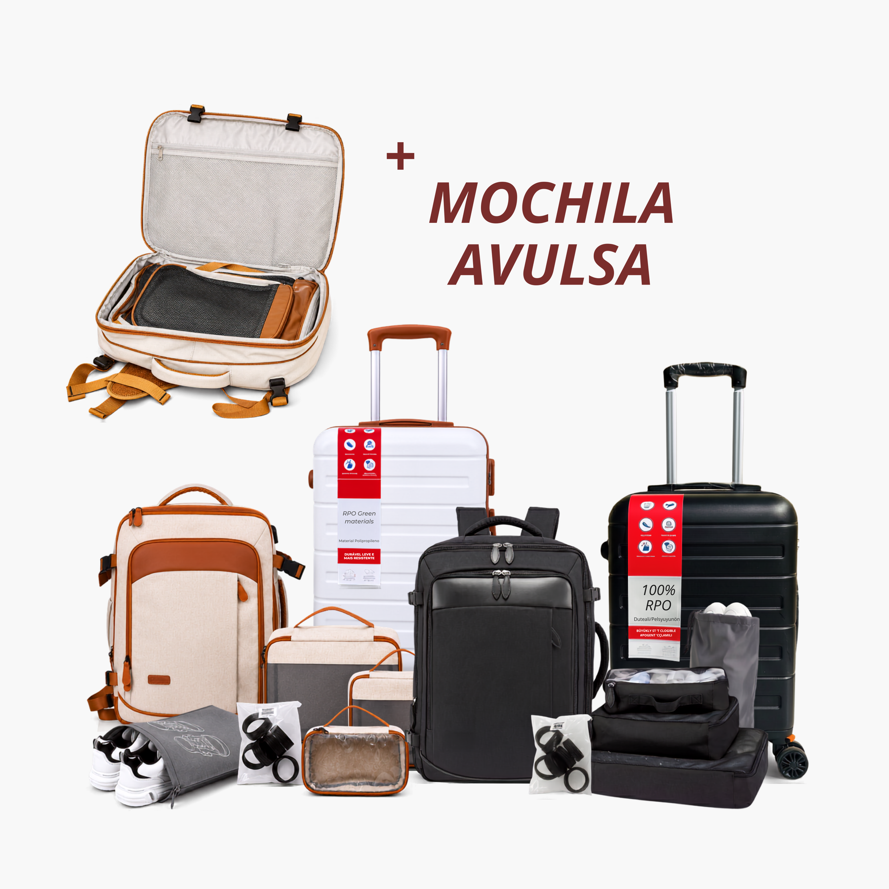 Kit de Viagem Completo NovaTech™ - Mala de Bordo e Mochila