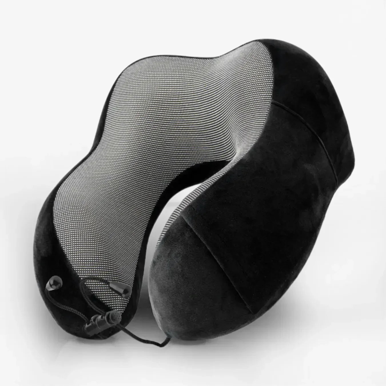 Almofada de viagem ergonômica para pescoço em formato de U, com capa aveludada premium, ideal para dormir com conforto em voos longos ou ônibus.