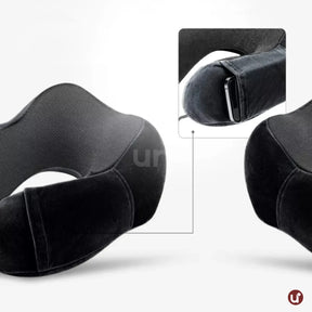 Almofada de viagem ergonômica para pescoço em formato de U, com capa aveludada premium, ideal para dormir com conforto em voos longos ou ônibus.