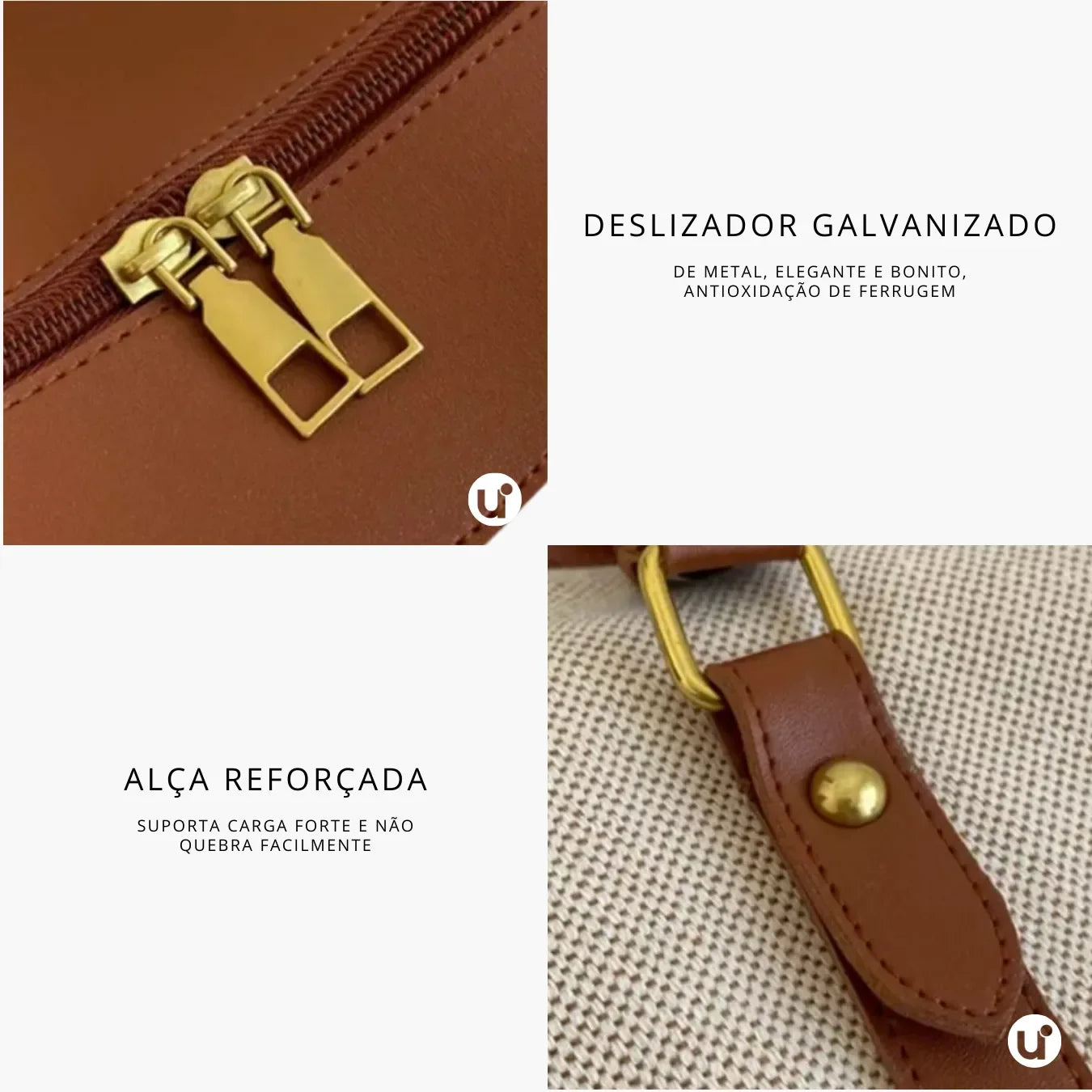 Bolsa de lona feminina Le Classique com alças de ombro e detalhes em couro sintético, com design elegante e versátil para o dia a dia e viagens curtas.