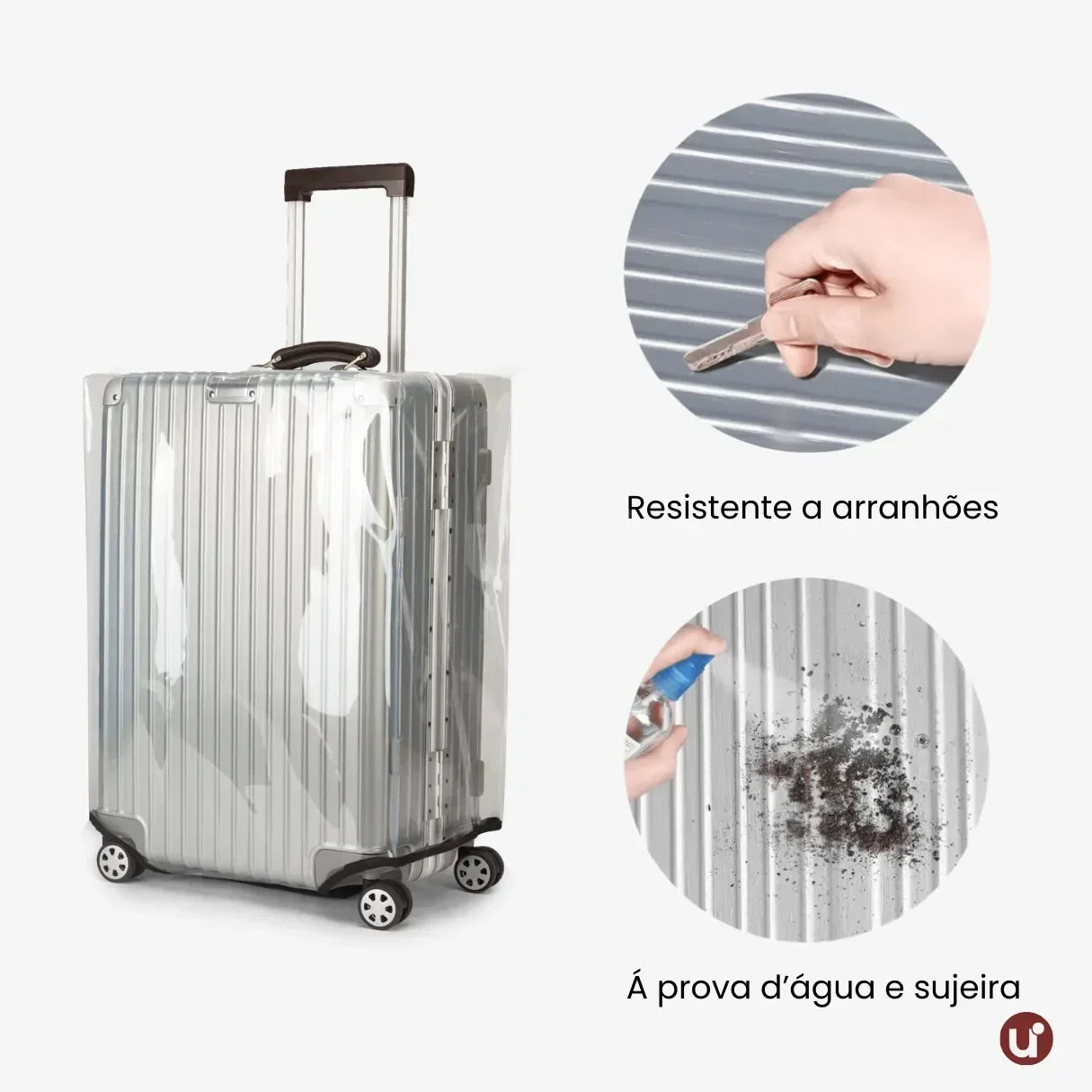 Capa Protetora Para Mala de Viagem Transparente PVC Cristal Resistente e Impermeável - uniescolhas