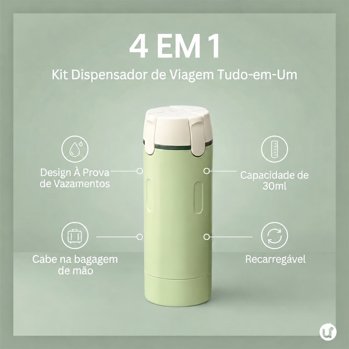 Dispenser de viagem 4 em 1 GOPACKO — cabe na bagagem de mão
