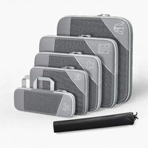 Kit organizador de mala de viagem UniEscolhas com 6 peças em nylon premium, ideal para manter a bagagem feminina perfeitamente arrumada e compacta.