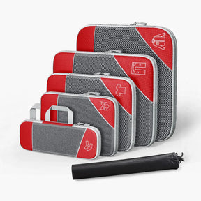 Kit organizador de mala de viagem UniEscolhas com 6 peças em nylon premium, ideal para manter a bagagem feminina perfeitamente arrumada e compacta.