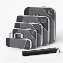 Kit organizador de mala de viagem UniEscolhas com 6 peças em nylon premium, ideal para manter a bagagem feminina perfeitamente arrumada e compacta.