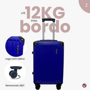 Mala de bordo rígida em ABS premium para viagem, com design elegante, ideal para levar na cabine e aprovada no padrão ANAC.