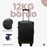 Mala de bordo rígida em ABS premium para viagem, com design elegante, ideal para levar na cabine e aprovada no padrão ANAC.
