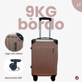 Mala de bordo rígida em ABS premium para viagem, com design elegante, ideal para levar na cabine e aprovada no padrão ANAC.