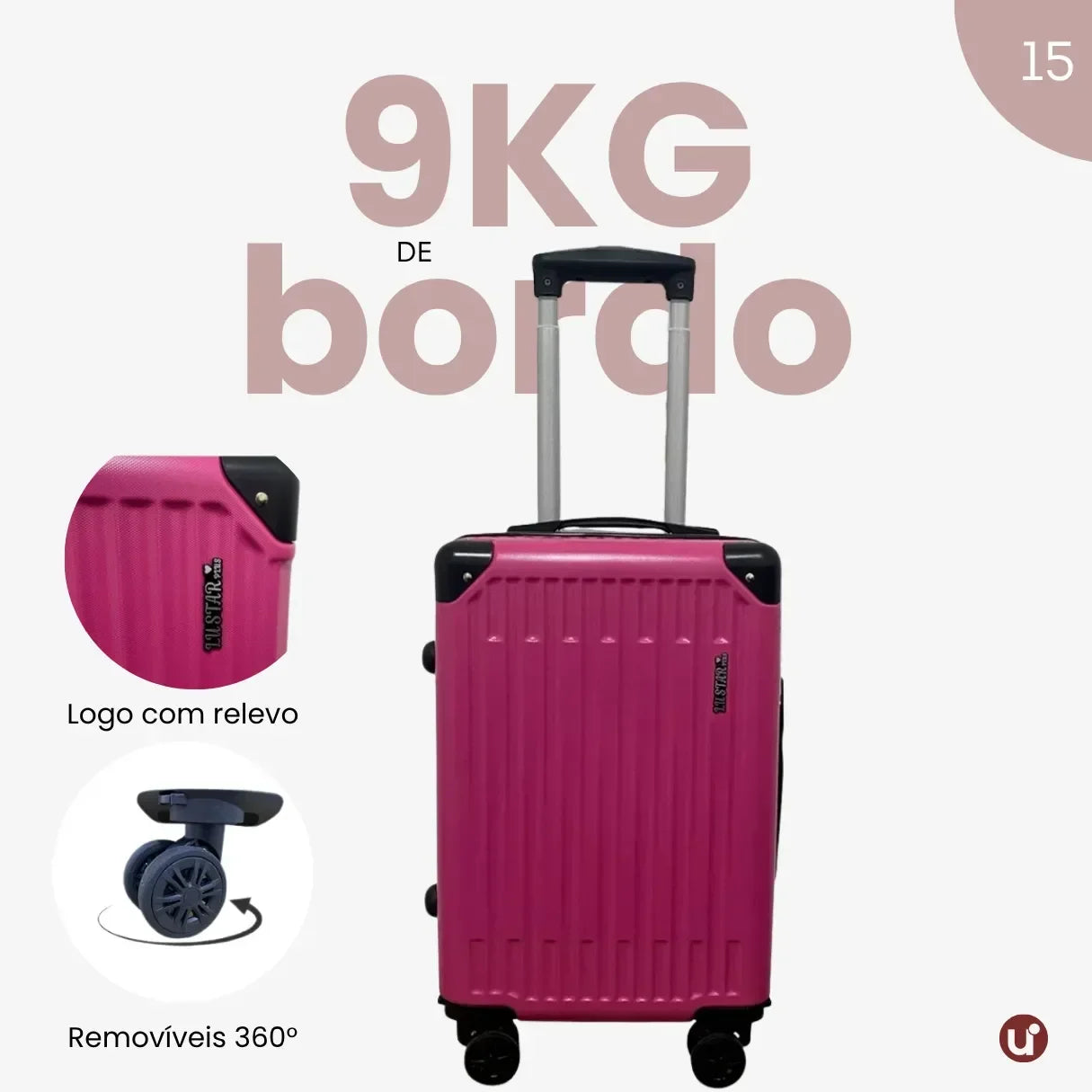Mala de bordo rígida em ABS premium para viagem, com design elegante, ideal para levar na cabine e aprovada no padrão ANAC.