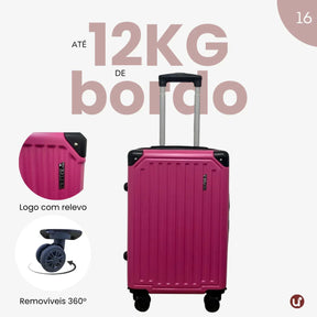 Mala de bordo rígida em ABS premium para viagem, com design elegante, ideal para levar na cabine e aprovada no padrão ANAC.