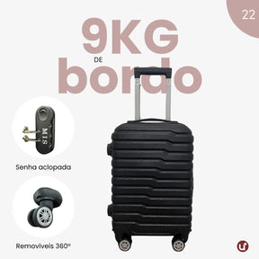Mala de bordo rígida em ABS premium para viagem, com design elegante, ideal para levar na cabine e aprovada no padrão ANAC.