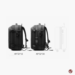 Mochila de viagem feminina AirBag Pack de 60 litros em tecido Oxford impermeável, com sistema a vácuo integrado, ideal para evitar taxas de bagagem.
