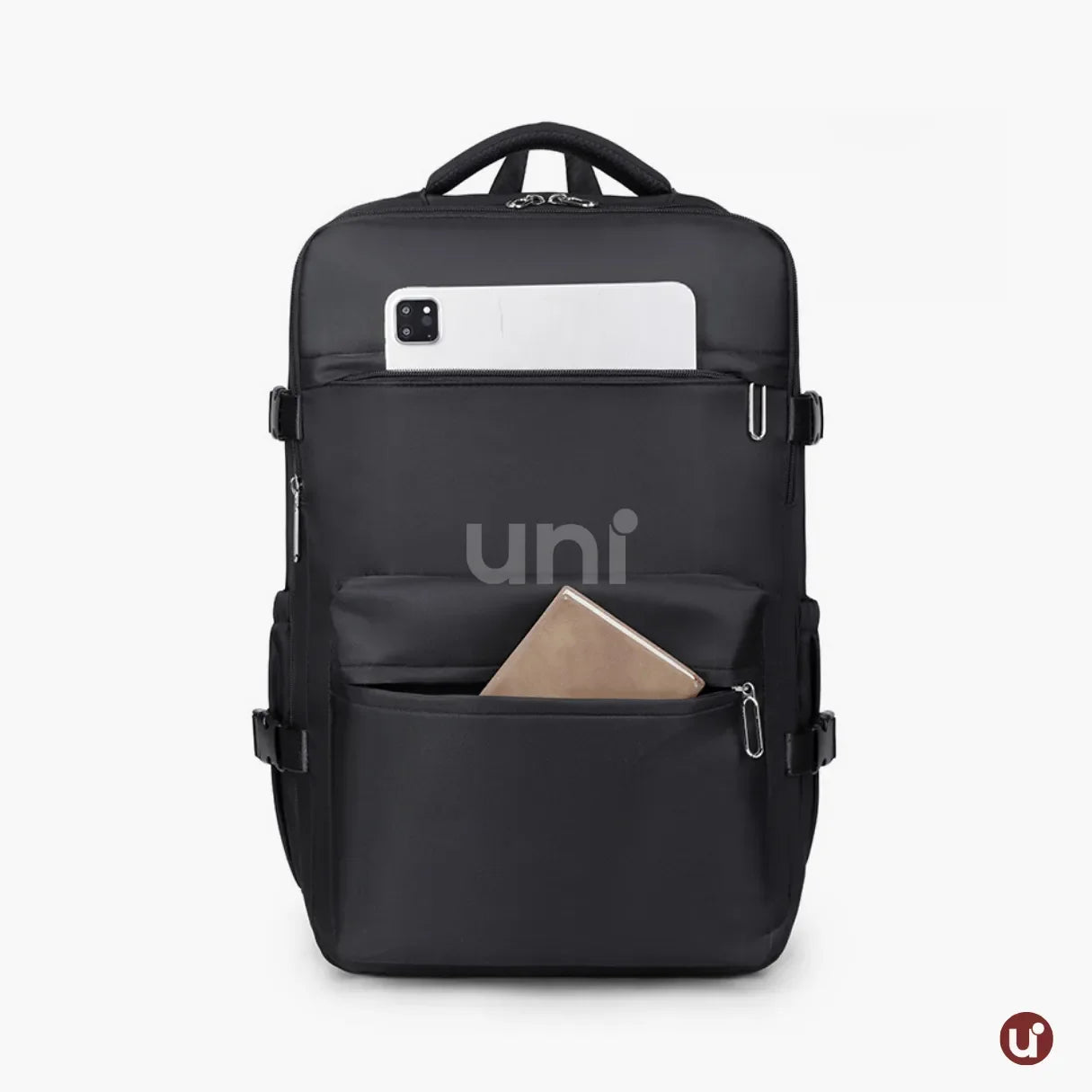 Mochila de viagem feminina e masculina a vácuo Nova BellaJourney em nylon premium, com design moderno e tamanho exato para não pagar taxa de bagagem de mão.