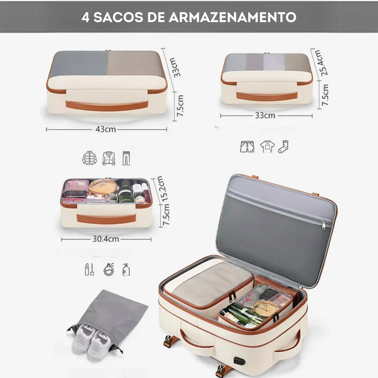 Mochila 40L 4 em 1 + 3 Necessaires GRÁTIS! NovaTech™ - uniescolhas
