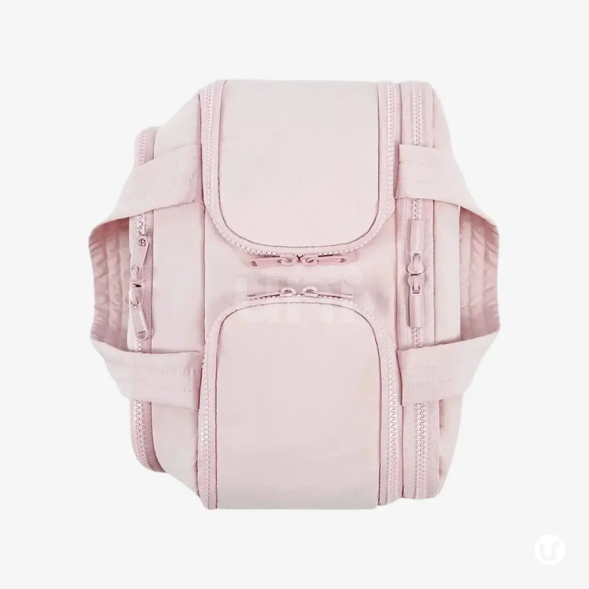 Nécessaire feminina grande CrushBag em tecido impermeável semibrilhante, com design elegante inspirado em nuvens, ideal para organizar itens de viagem com sofisticação.