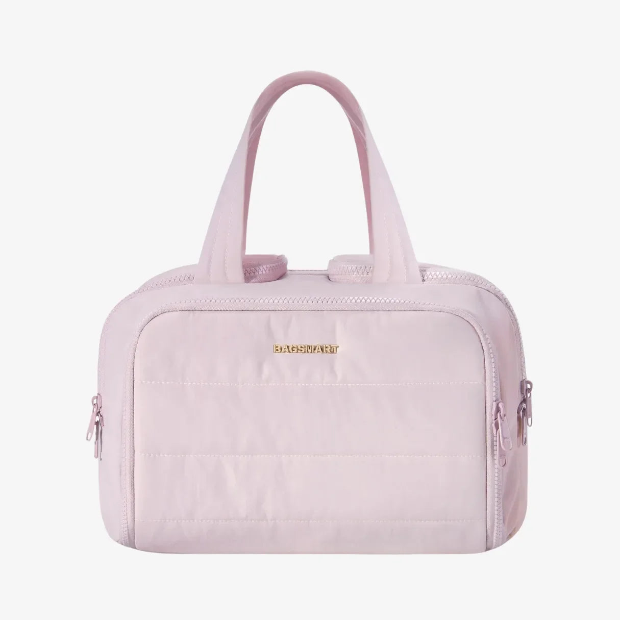 Nécessaire feminina grande CrushBag em tecido impermeável semibrilhante, com design elegante inspirado em nuvens, ideal para organizar itens de viagem com sofisticação.