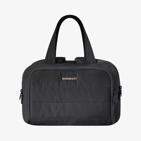 Nécessaire feminina grande CrushBag em tecido impermeável semibrilhante, com design elegante inspirado em nuvens, ideal para organizar itens de viagem com sofisticação.