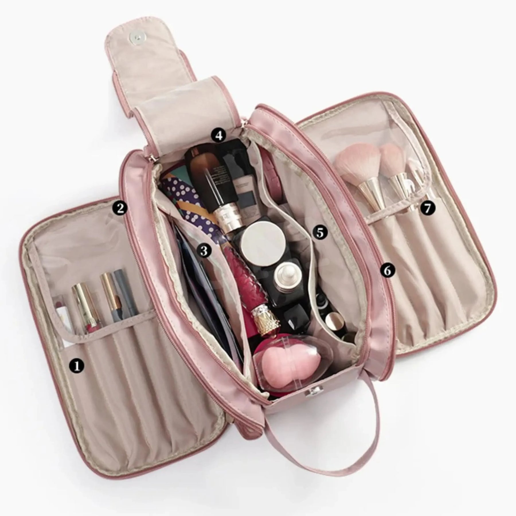 Nécessaire feminina grande Luxbag 3.0 em couro ecológico premium, exibindo seu design sofisticado e moderno, ideal para viagens e organização diária.