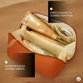Nécessaire feminina organizadora Luxbag em couro ecológico premium, com design sofisticado e fechamento em zíper, ideal para viagens e dia a dia.